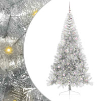 Produktbild för Konstgjord Förbelyst Julgran Silver 240 cm PET