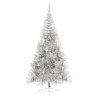 Produktbild för Konstgjord Förbelyst Julgran Silver 240 cm PET
