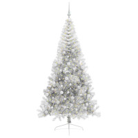 Produktbild för Konstgjord Förbelyst Julgran Silver 240 cm PET