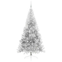 Produktbild för Konstgjord Förbelyst Julgran Silver 240 cm PET