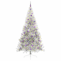 Produktbild för Konstgjord Förbelyst Julgran Silver 240 cm PET