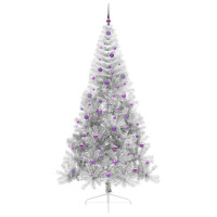 Produktbild för Konstgjord Förbelyst Julgran Silver 240 cm PET