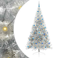 Produktbild för Konstgjord Förbelyst Julgran Silver 240 cm PET