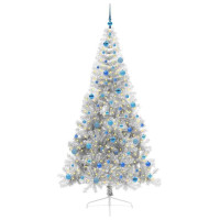 Produktbild för Konstgjord Förbelyst Julgran Silver 240 cm PET