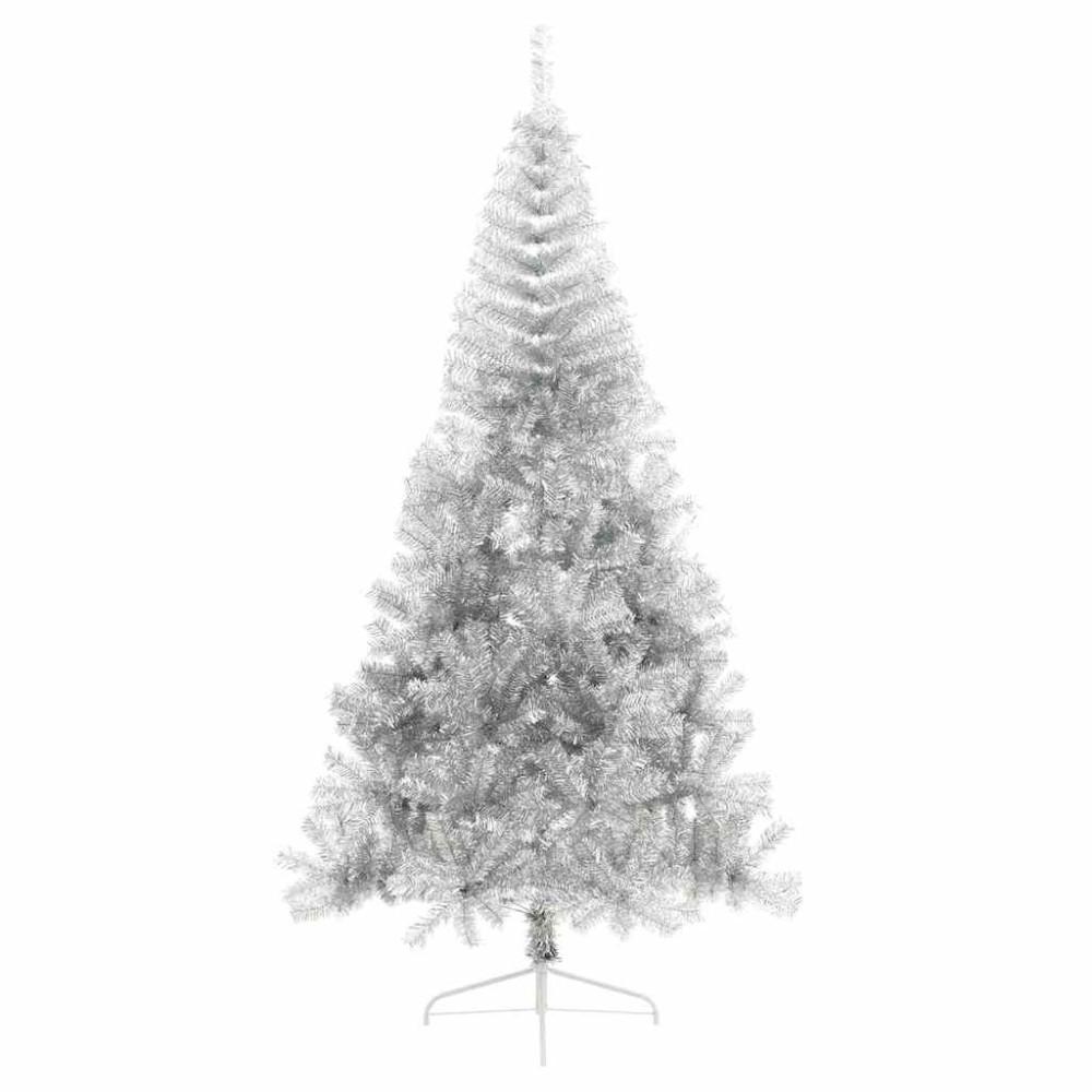 Produktbild för Konstgjord Förbelyst Julgran Silver 240 cm PET