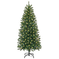 Produktbild för Konstgjord julgran med 150 LED-lampor Grön 120 cm PE och PVC