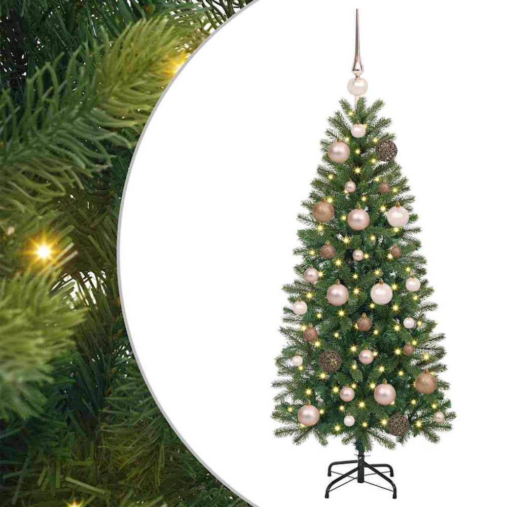 Produktbild för Konstgjord julgran med 150 LED-lampor Grön 120 cm PE och PVC