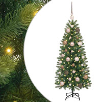 Produktbild för Konstgjord julgran med 150 LED-lampor Grön 120 cm PE och PVC