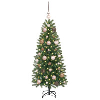 Produktbild för Konstgjord julgran med 150 LED-lampor Grön 120 cm PE och PVC