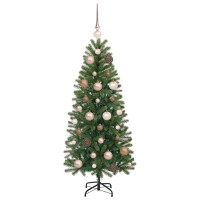 Produktbild för Konstgjord julgran med 150 LED-lampor Grön 120 cm PE och PVC