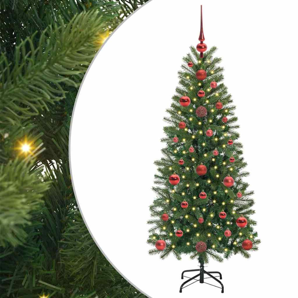 Produktbild för Konstgjord julgran med 150 LED-lampor Grön 120 cm PE och PVC
