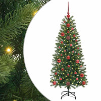 Produktbild för Konstgjord julgran med 150 LED-lampor Grön 120 cm PE och PVC