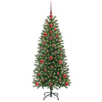 Produktbild för Konstgjord julgran med 150 LED-lampor Grön 120 cm PE och PVC