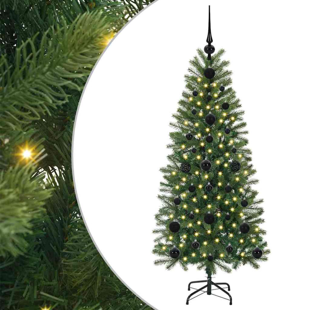 Produktbild för Konstgjord julgran med 150 LED-lampor Grön 120 cm PE och PVC