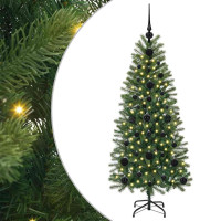 Produktbild för Konstgjord julgran med 150 LED-lampor Grön 120 cm PE och PVC