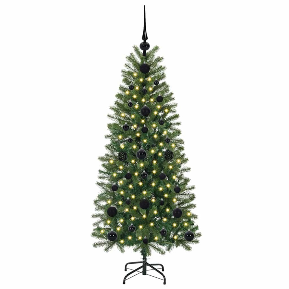 Produktbild för Konstgjord julgran med 150 LED-lampor Grön 120 cm PE och PVC