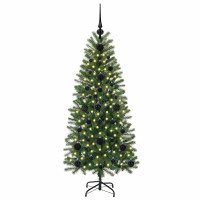 Produktbild för Konstgjord julgran med 150 LED-lampor Grön 120 cm PE och PVC