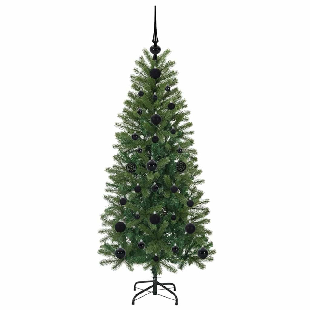 Produktbild för Konstgjord julgran med 150 LED-lampor Grön 120 cm PE och PVC