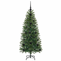 Produktbild för Konstgjord julgran med 150 LED-lampor Grön 120 cm PE och PVC