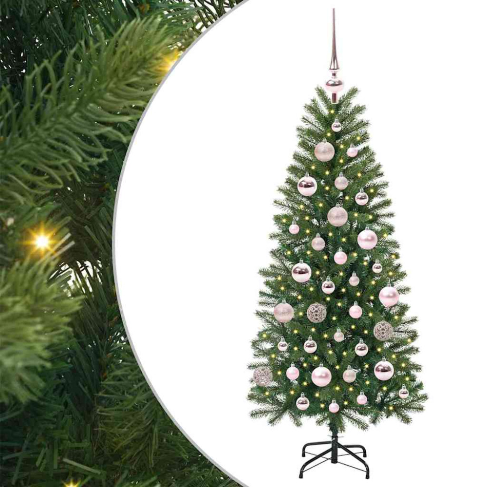 Produktbild för Konstgjord julgran med 150 LED-lampor Grön 120 cm PE och PVC