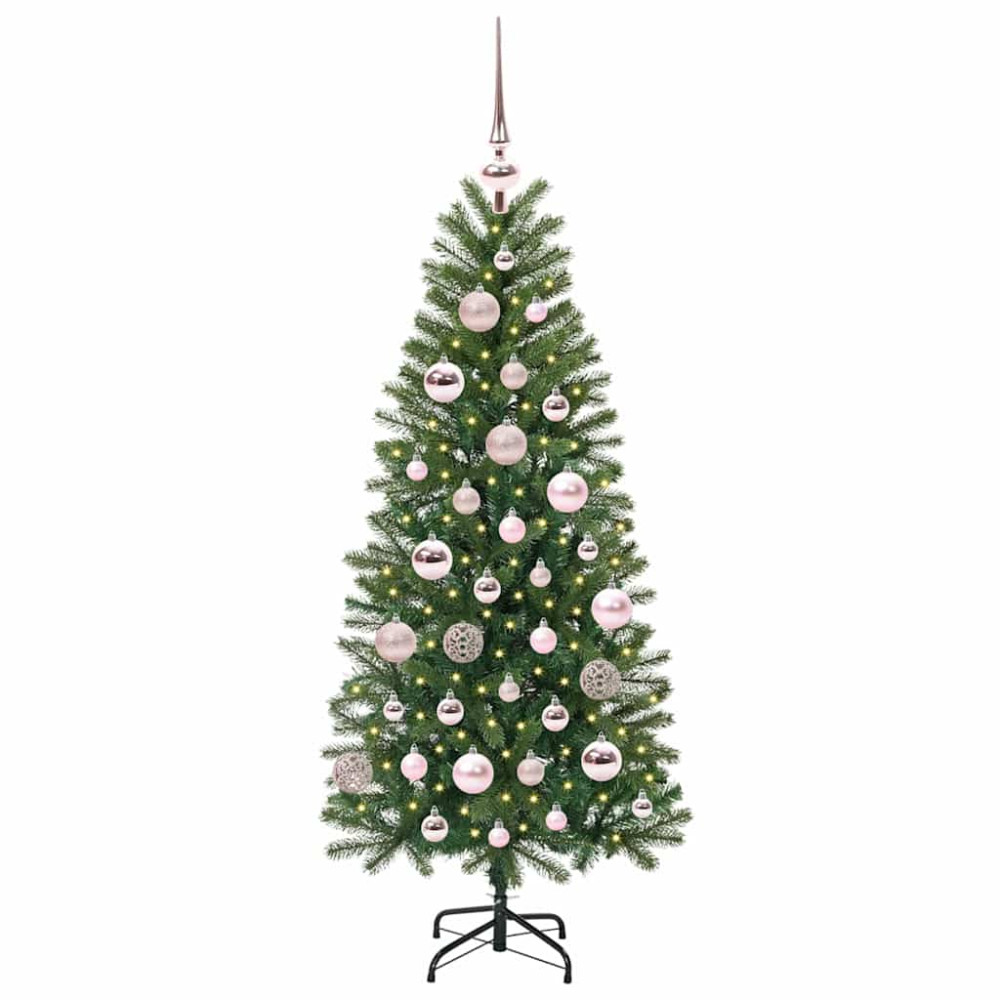 Produktbild för Konstgjord julgran med 150 LED-lampor Grön 120 cm PE och PVC