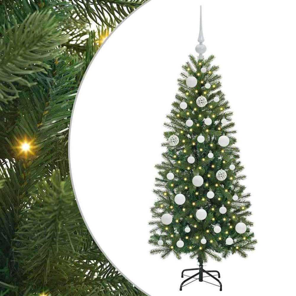 Produktbild för Konstgjord julgran med 150 LED-lampor Grön 120 cm PE och PVC