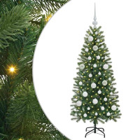 Produktbild för Konstgjord julgran med 150 LED-lampor Grön 120 cm PE och PVC