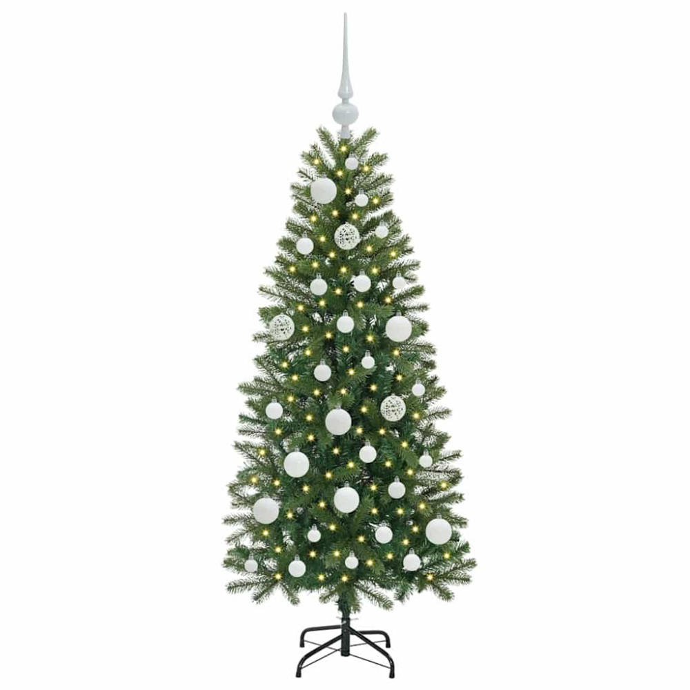 Produktbild för Konstgjord julgran med 150 LED-lampor Grön 120 cm PE och PVC