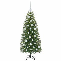 Produktbild för Konstgjord julgran med 150 LED-lampor Grön 120 cm PE och PVC