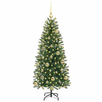 Produktbild för Konstgjord julgran med 150 LED-lampor Grön 120 cm PE och PVC