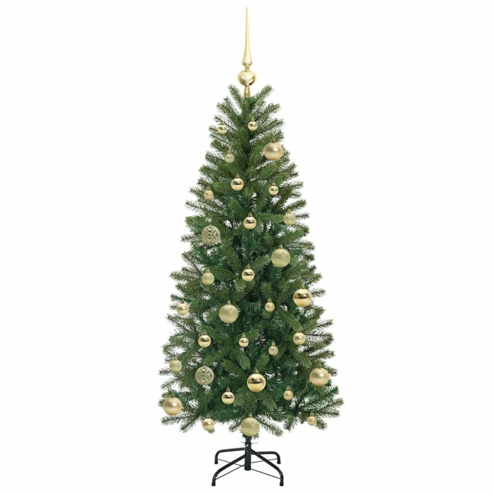 Produktbild för Konstgjord julgran med 150 LED-lampor Grön 120 cm PE och PVC