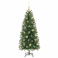 Produktbild för Konstgjord julgran med 150 LED-lampor Grön 120 cm PE och PVC