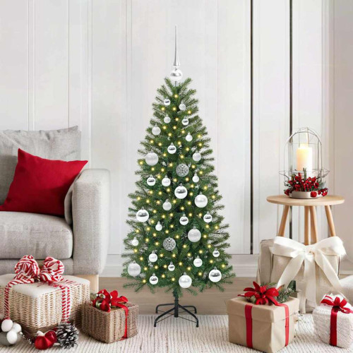 vidaXL Konstgjord julgran med 150 LED-lampor Grön 120 cm PE och PVC