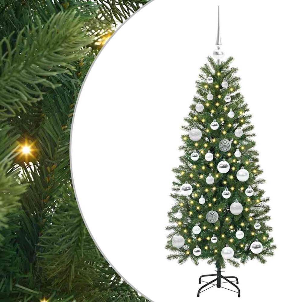 Produktbild för Konstgjord julgran med 150 LED-lampor Grön 120 cm PE och PVC