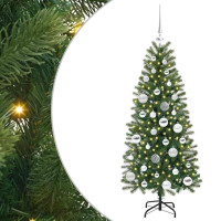 Produktbild för Konstgjord julgran med 150 LED-lampor Grön 120 cm PE och PVC