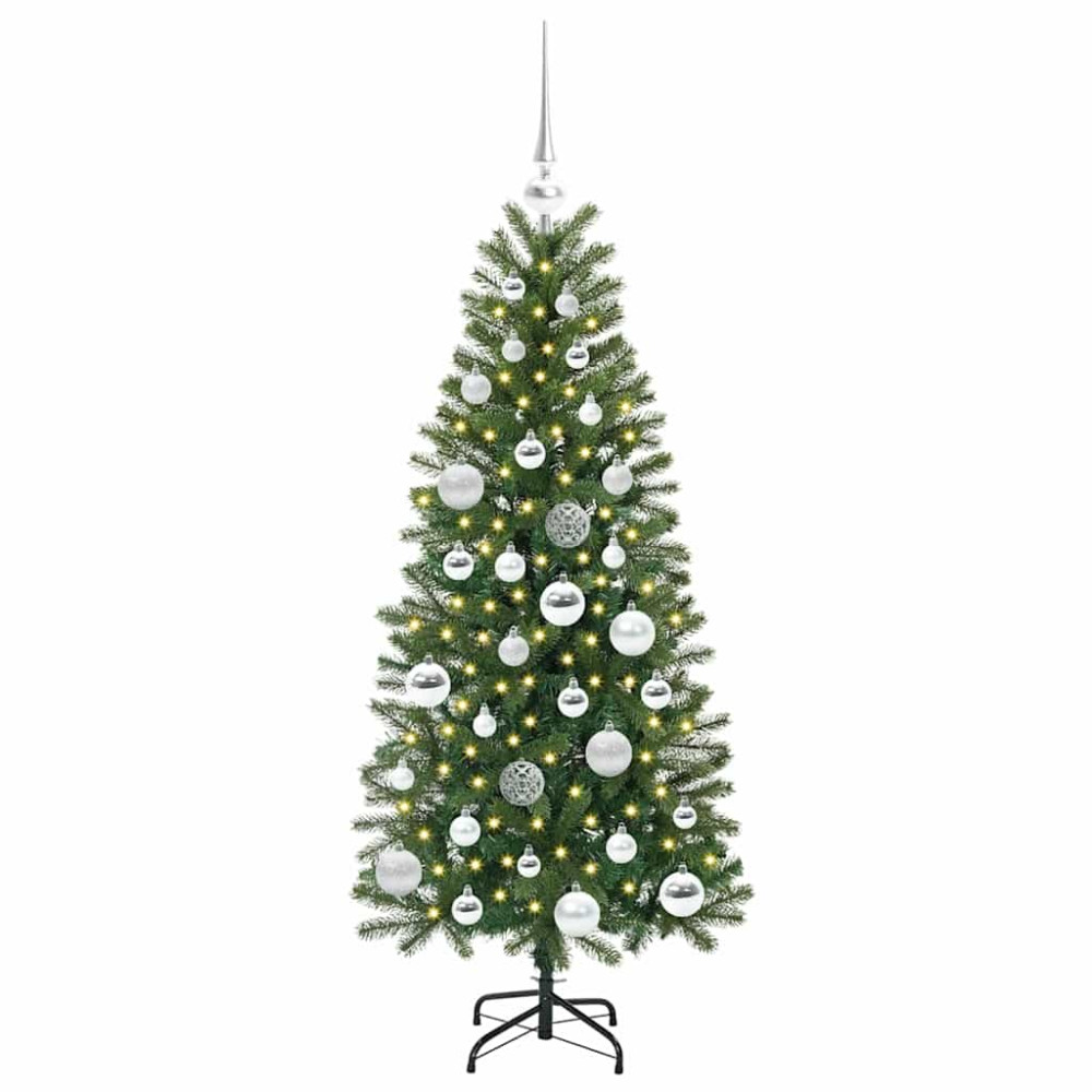Produktbild för Konstgjord julgran med 150 LED-lampor Grön 120 cm PE och PVC