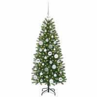 Produktbild för Konstgjord julgran med 150 LED-lampor Grön 120 cm PE och PVC