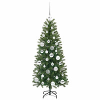 Produktbild för Konstgjord julgran med 150 LED-lampor Grön 120 cm PE och PVC