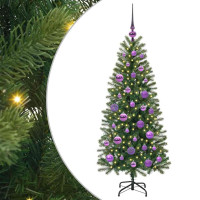 Produktbild för Konstgjord julgran med 150 LED-lampor Grön 120 cm PE och PVC