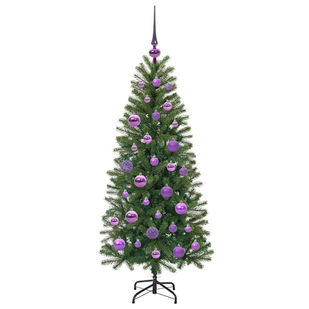 Produktbild för Konstgjord julgran med 150 LED-lampor Grön 120 cm PE och PVC