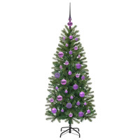 Produktbild för Konstgjord julgran med 150 LED-lampor Grön 120 cm PE och PVC