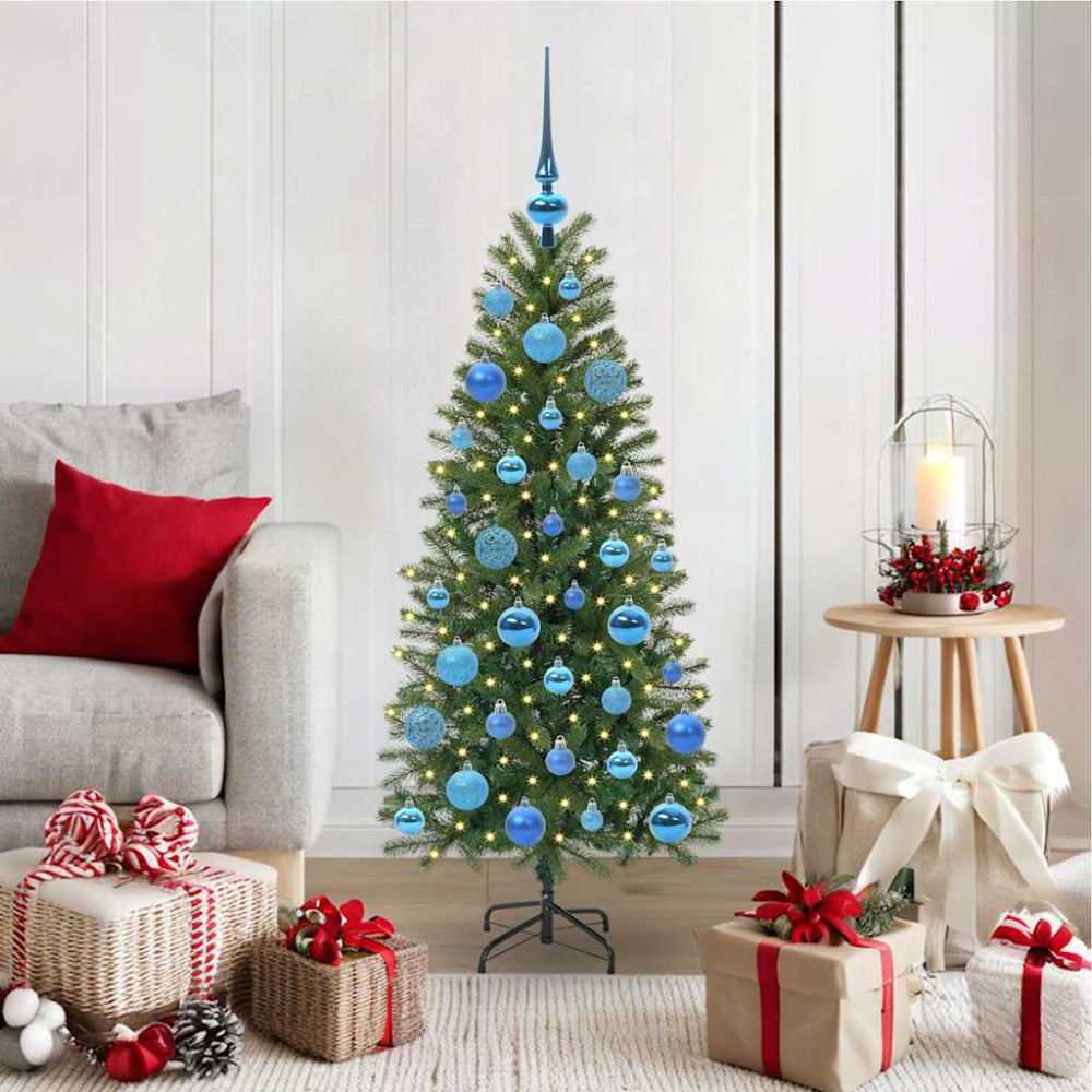 Produktbild för Konstgjord julgran med 150 LED-lampor Grön 120 cm PE och PVC