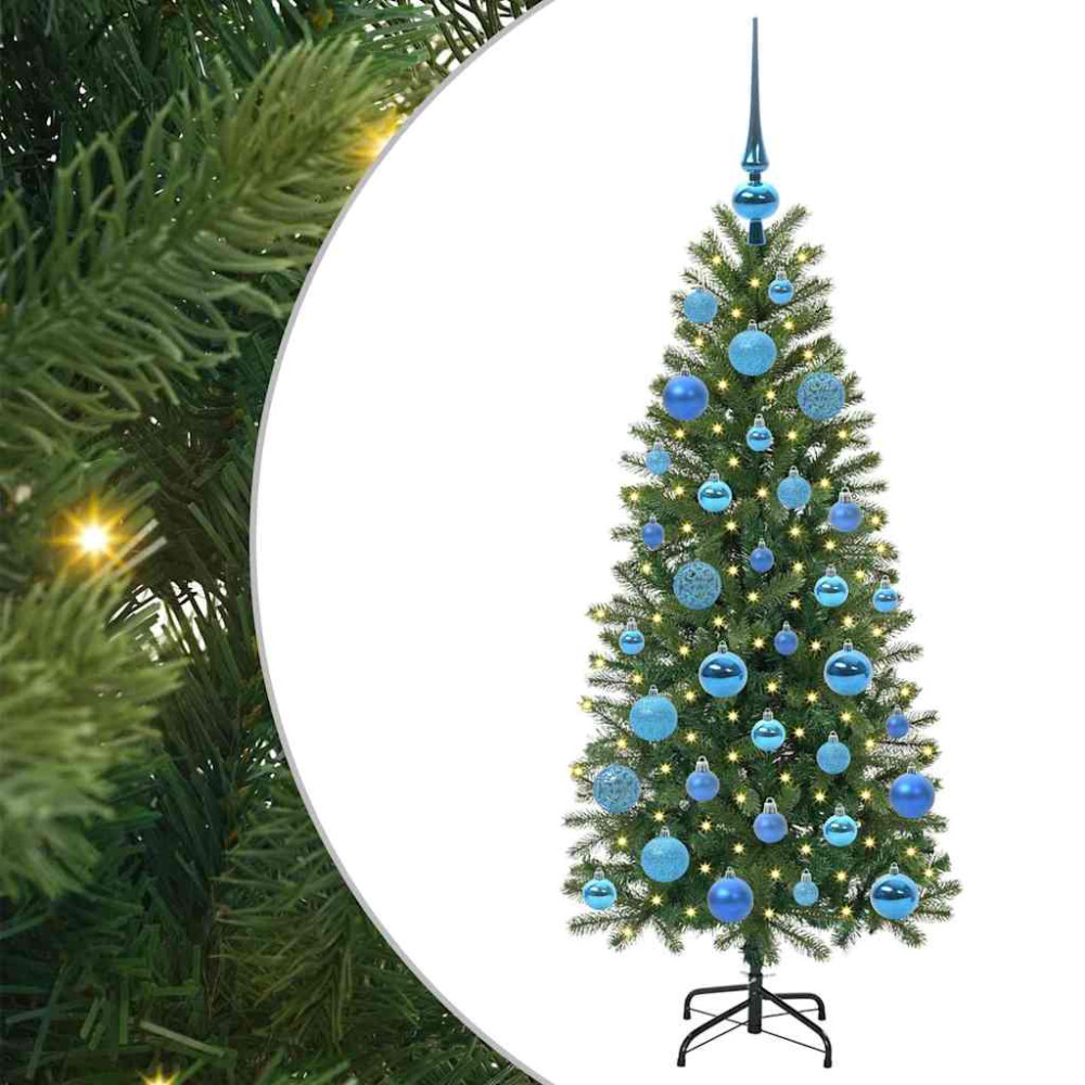 Produktbild för Konstgjord julgran med 150 LED-lampor Grön 120 cm PE och PVC
