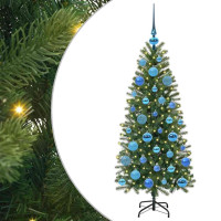 Produktbild för Konstgjord julgran med 150 LED-lampor Grön 120 cm PE och PVC