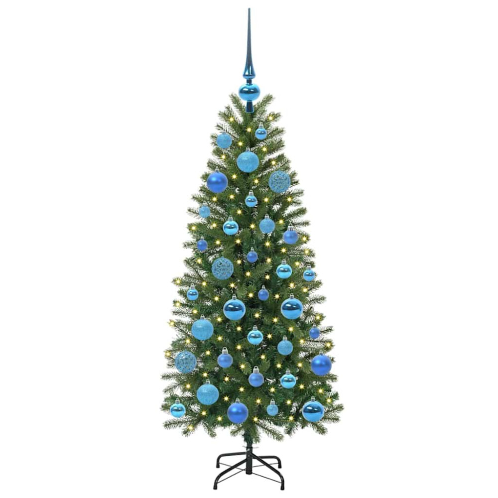 Produktbild för Konstgjord julgran med 150 LED-lampor Grön 120 cm PE och PVC
