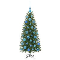 Produktbild för Konstgjord julgran med 150 LED-lampor Grön 120 cm PE och PVC