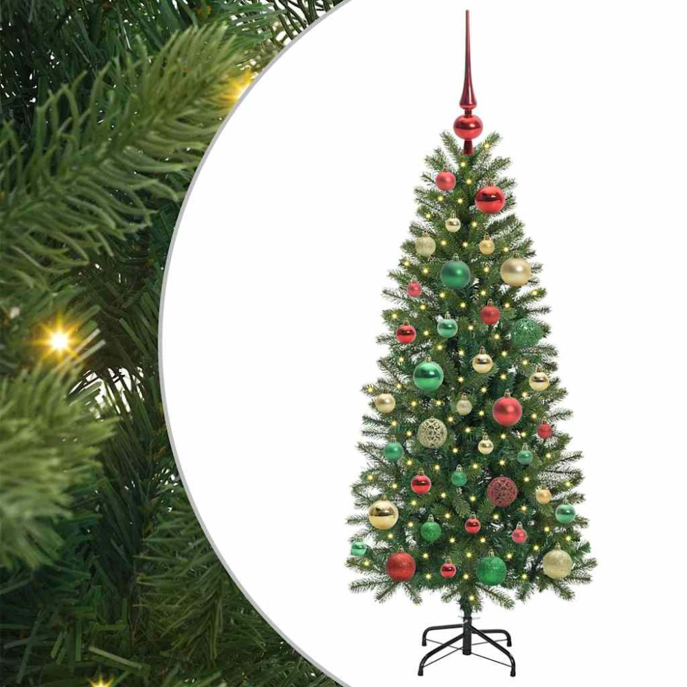 Produktbild för Konstgjord julgran med 150 LED-lampor Grön 120 cm PE och PVC
