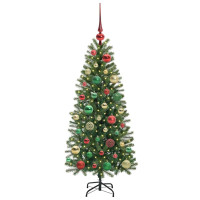 Produktbild för Konstgjord julgran med 150 LED-lampor Grön 120 cm PE och PVC