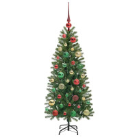 Produktbild för Konstgjord julgran med 150 LED-lampor Grön 120 cm PE och PVC