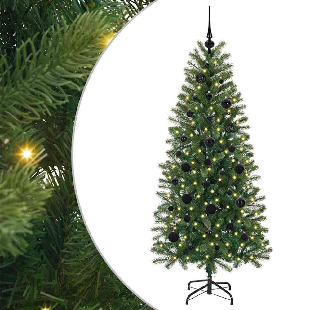 Produktbild för Konstgjord julgran med 150 LED-lampor Grön 150 cm PE och PVC